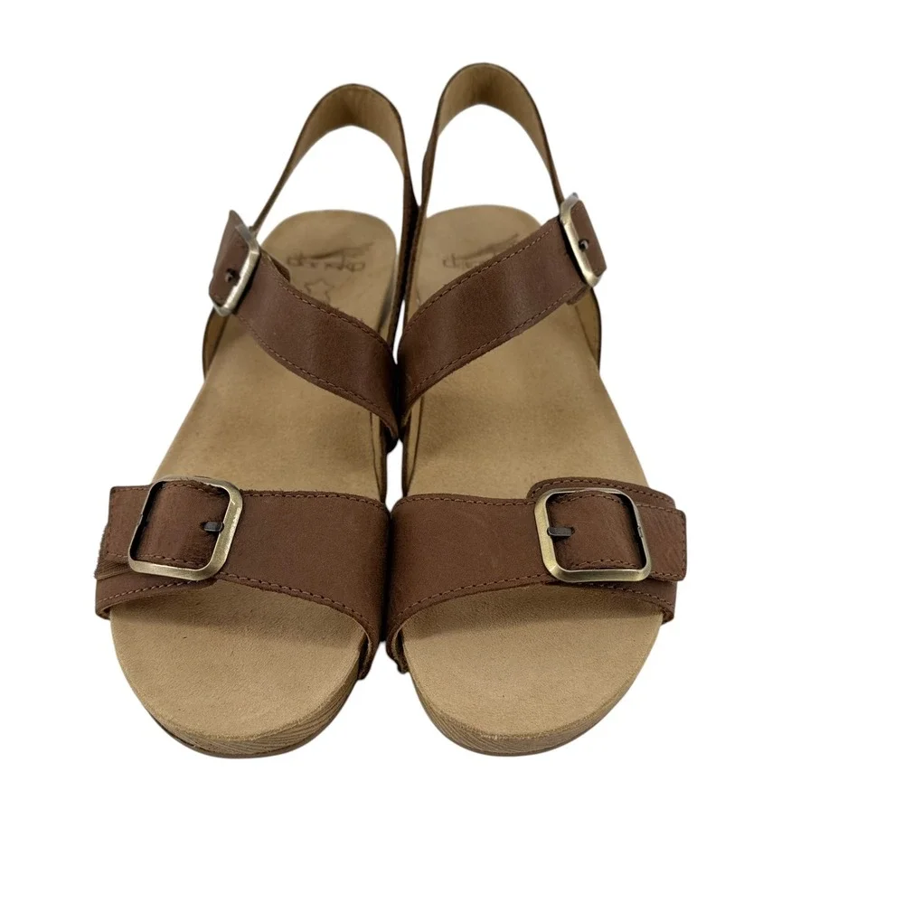 Dansko Trinity Womens Brown Leather Sandals Buckle Slingback Shoes Size 39 (8)